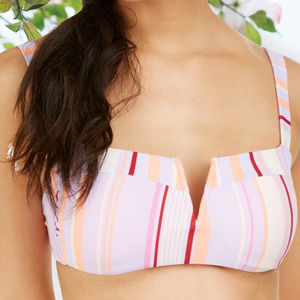 Hula Honey Vertical Stripe Bikini Bra Top Medium